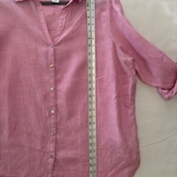 SIGRID OLSEN Button up Linen Top – Pink – 1X – Relaxed Fit, Shirttail Hem - Picture 9 of 11